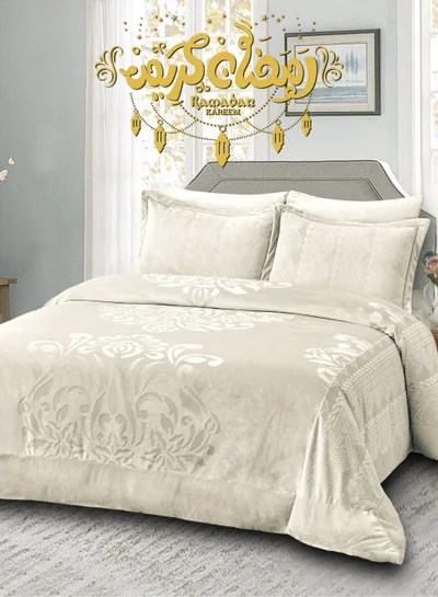 Master Home Textile Velvet Comforter Sets, 5 Pcs Queen Size, Fits 160 x 200 cm Queen Size Bed, With Removable Filling, Soft, Warm